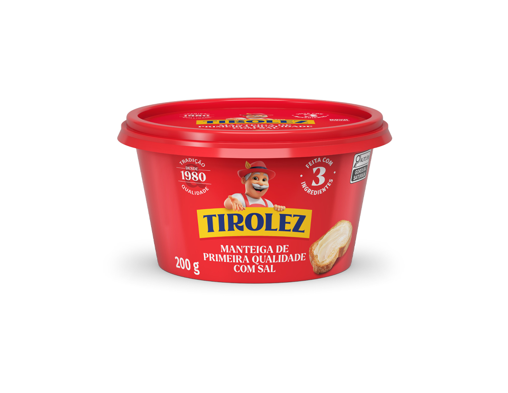 MANTEIGA COM SAL TIROLEZ 200 G (CX 12 UN)